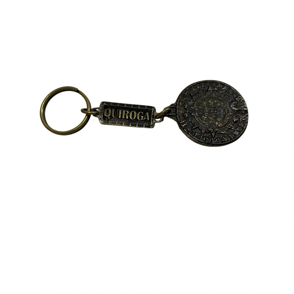 Aztec Mayan Native Brass Keychain Llavero Western Rodeo Cowboy Vaquero Southwest